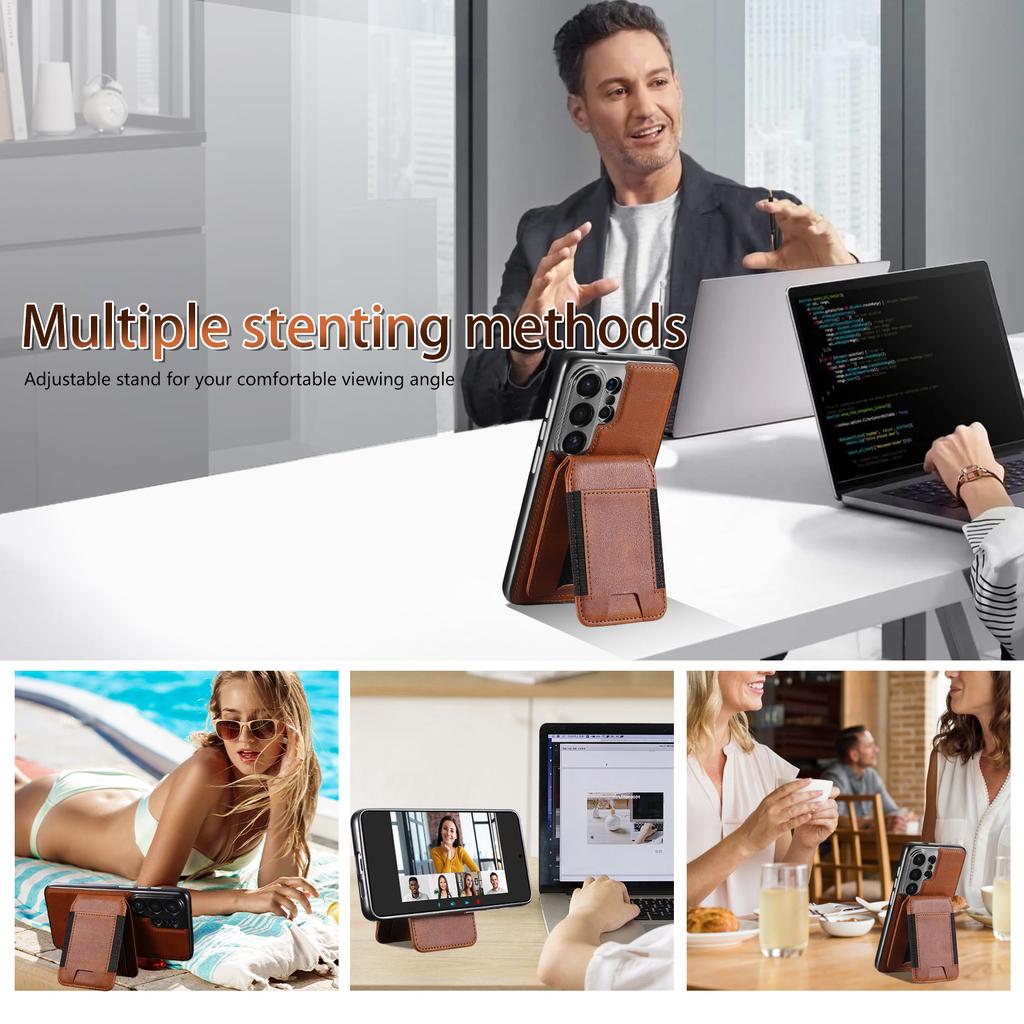 Vintage Leather Magnetic Case For Samsung Galaxy S26 Ultra S26+ Plus With Magnetic Kickstand Wallet Pocket Card Slot Holder