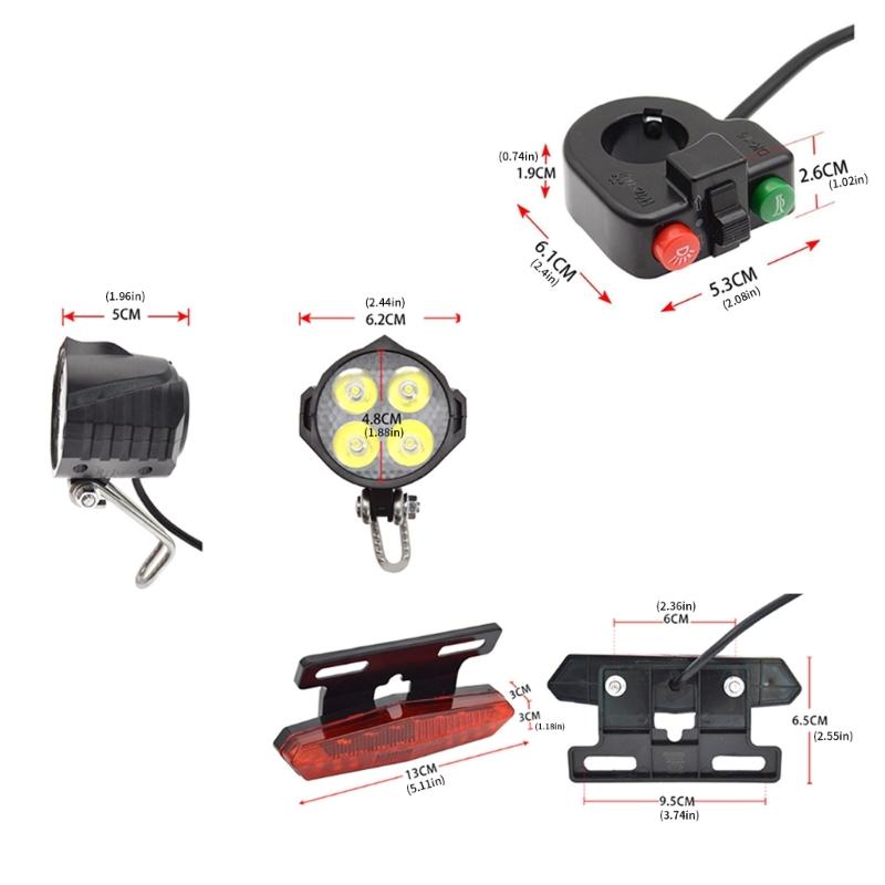 Energy Saving Bicycles LED Light Set Electric Bike Front Brake Rear Light 24V-48V Electric Bicycles Headlight Tail Light