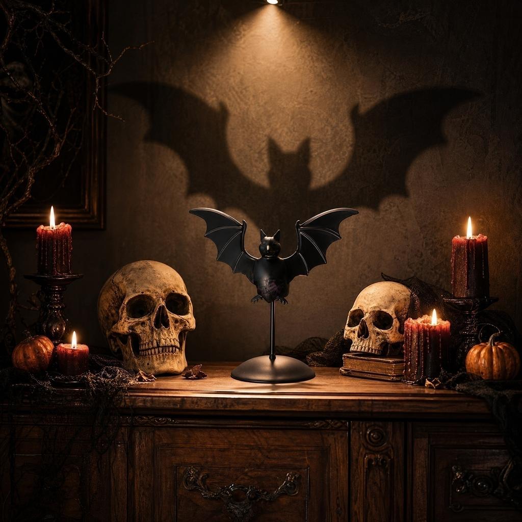 Halloween Iron Bat Candle Holder Decorative Bat Shaped Metal Stand for Festive Indoor Outdoor Display Ornament Sculpture