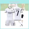 Real Madrid Home 7 Vini.jr Soccer Jersey Set For Kids And Adults Polyester Fabric Shirt Pants Socks And Protective Gear Included