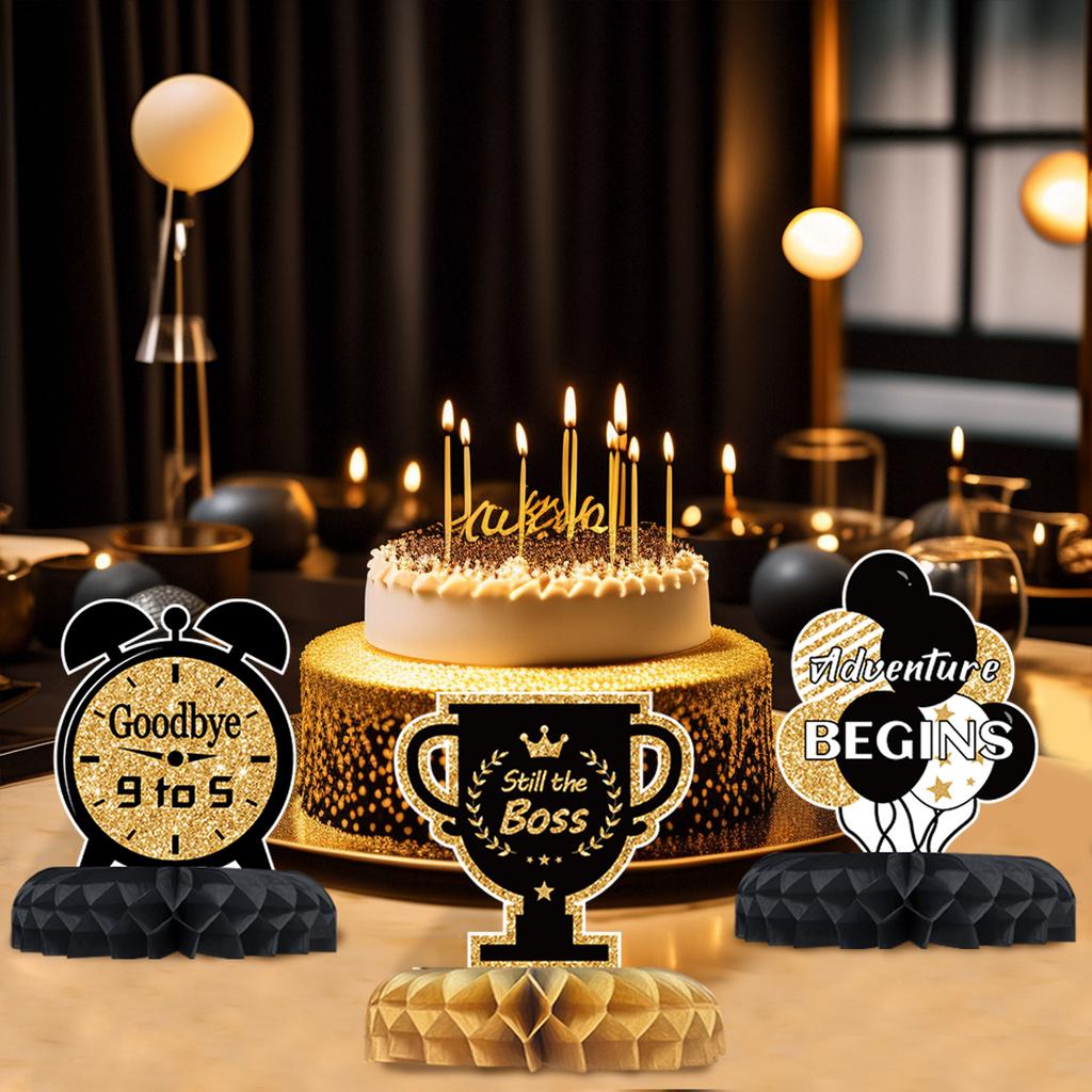 Retirement Honeycomb Centerpiece for Retired Party Decoration No Work Zone Table Topper Creative Photo Prop Desktop Ornament