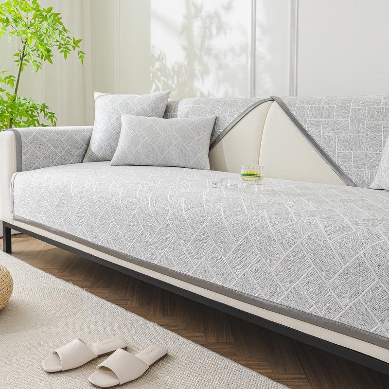 Premium Ice Silk Sofa Cushion Summer  New Sofa Mat Seat Cushion Non-Slip Straight Row Sofa Cover Cover Cloth