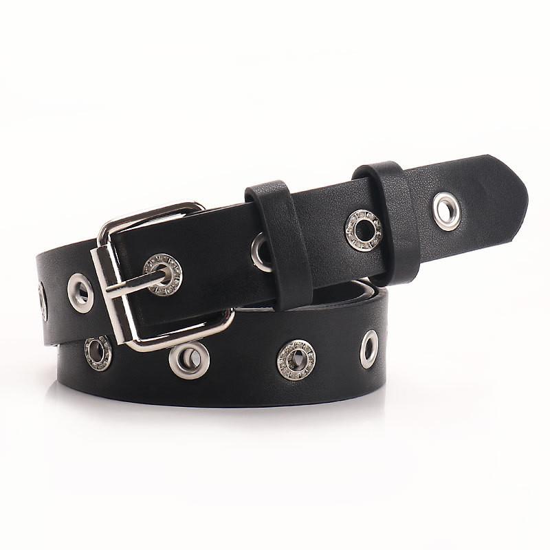 Style Hop Hip Belt Punched Pattern Iron Buckle Casual Street Decoration Fashion