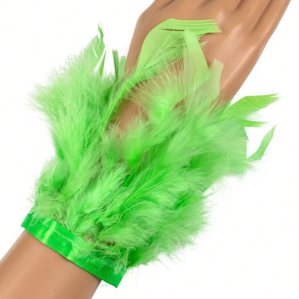 A Bohemian Style Women's Artificial Feather Bracelet - Elegant, Charming, Gorgeous, and Fashionable Women's Hook and Loop Wrist Accessory