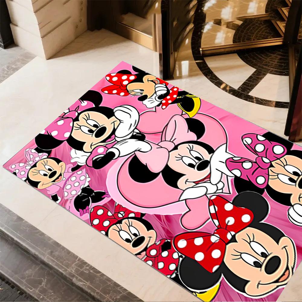 Minnie Mouse Floral Fantasy Area Rug Suitable for Dormitory Playrooms Dining Room Kitchen Antislip Carpet Office home decor Gift for Festivals