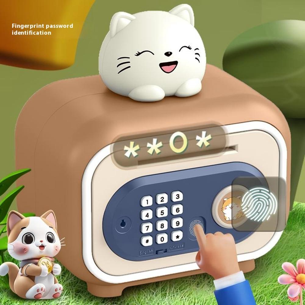 7606 Automatic Money Rolling ATM Deposit Machine Fingerprint/Key Unlock Piggy Bank Toy