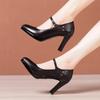 Fashion GKTINOO Lady Pumps Pointed Toe Office Lady Pumps Buckle Strap Platform High Heels Women Shoes Plus Size Genuine Leather Shoes