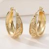 Vintage Classic Hand-carved Texture Golden Hoop Hoop Earrings for Women's Fashion Versatile Banquet Festival Jewelry Accessories