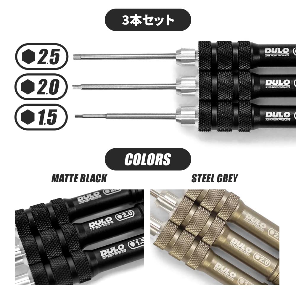 RAYWOOD DULO RC Maintenance Mini Screwdriver Set for RC Car and Drone Setup Steel Repair, Maintenance, Radio-Controlled (HEX, Gray)