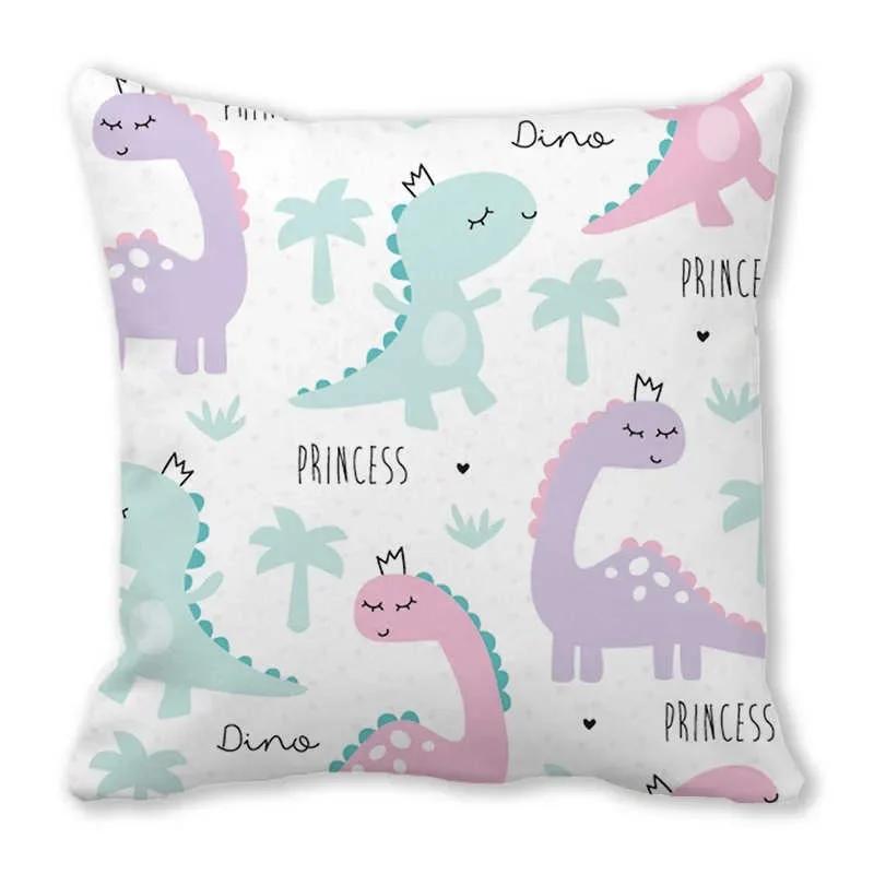 Office Sofa Car Cushion Cover Luxury Home Decoration Pillow Cover Cute Cartoon Little Dinosaur Animal Pattern