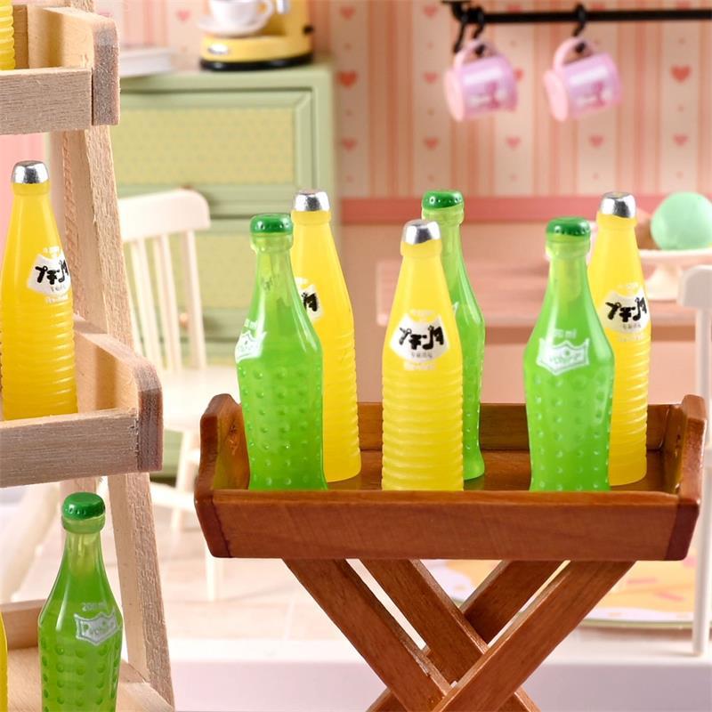 10Pcs Miniature Food Model Toy Sprite Soda Bottle 1:12 Dollhouse Accessory Kids Toy Dollhouse Kitchen Ornaments Photography Prop