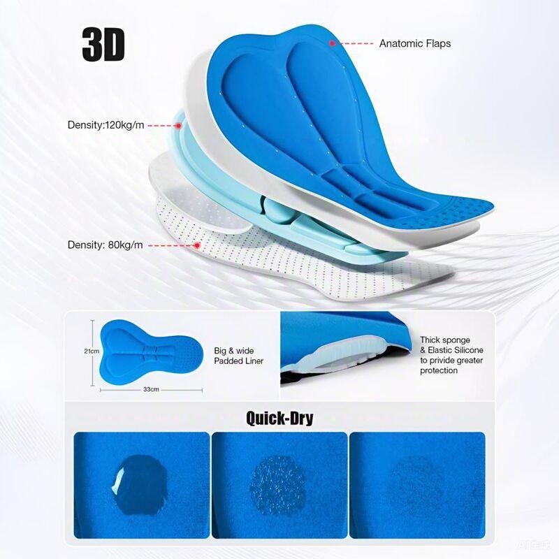 Men Women Cycling Shorts With Gel Pad Quick Dry Bike Pants Side Pockets Rear Zipper Pocket
