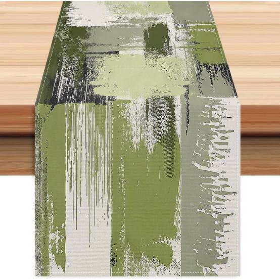 Blue and Grey Table Runner 13x72 Inch Modern Abstract Art Painting Kitchen Dinning Table Decoration for Home Party Décor