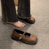 French Retro British Style Small Leather Shoes Women's Spring New Square Head Mary Jane Shoes Low Heel Light Mouth Single Shoes