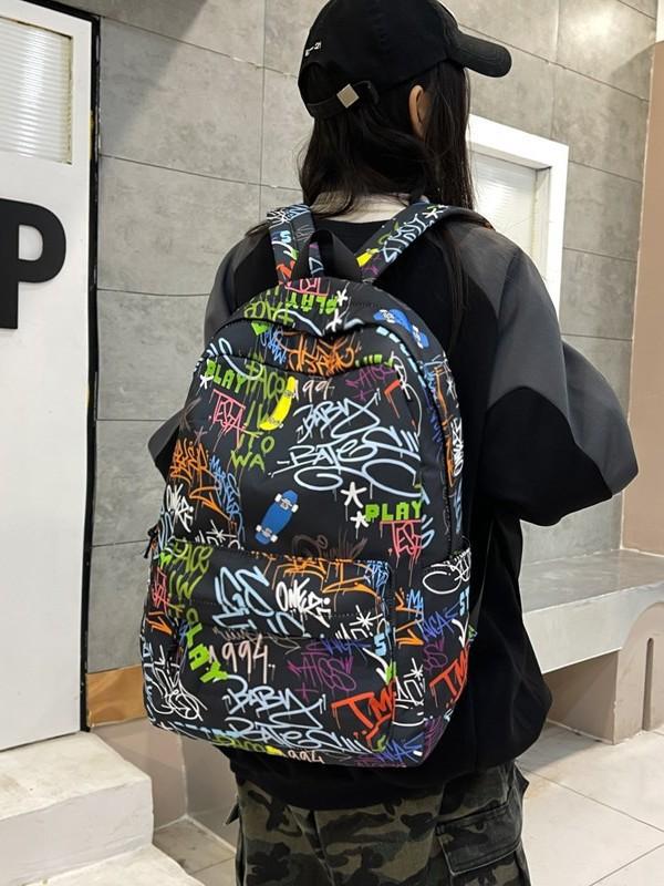 Schultasche große Kapazität ins Schultasche personalisiert Graffiti cool Japanischer Rucksack Mittelschüler Campus Mode Rucksack