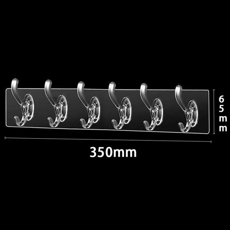 Dhondup Transparent Adhesive 6-Hook Wall Rack