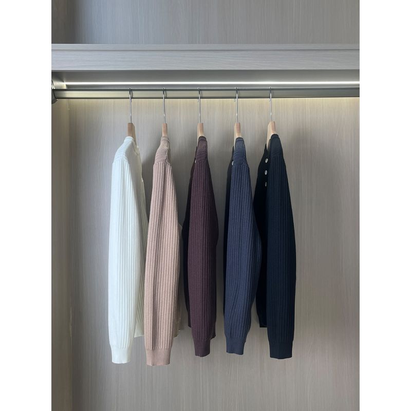 High-End Henry Collar Sweater for Men, Skin-Friendly and Delicate, Autumn and Winter Stretchy Casual Round Neck Knit Base Shirt