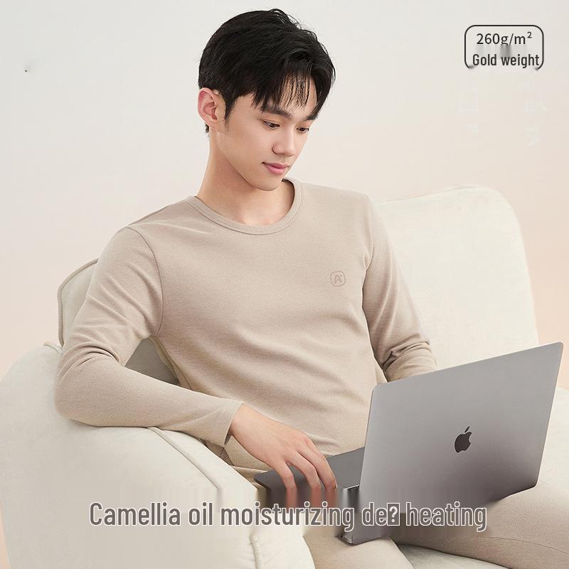 

Men s Fleece-Lined Thermal Underwear Set - Antibacterial Cold Protection for Autumn/Winter L