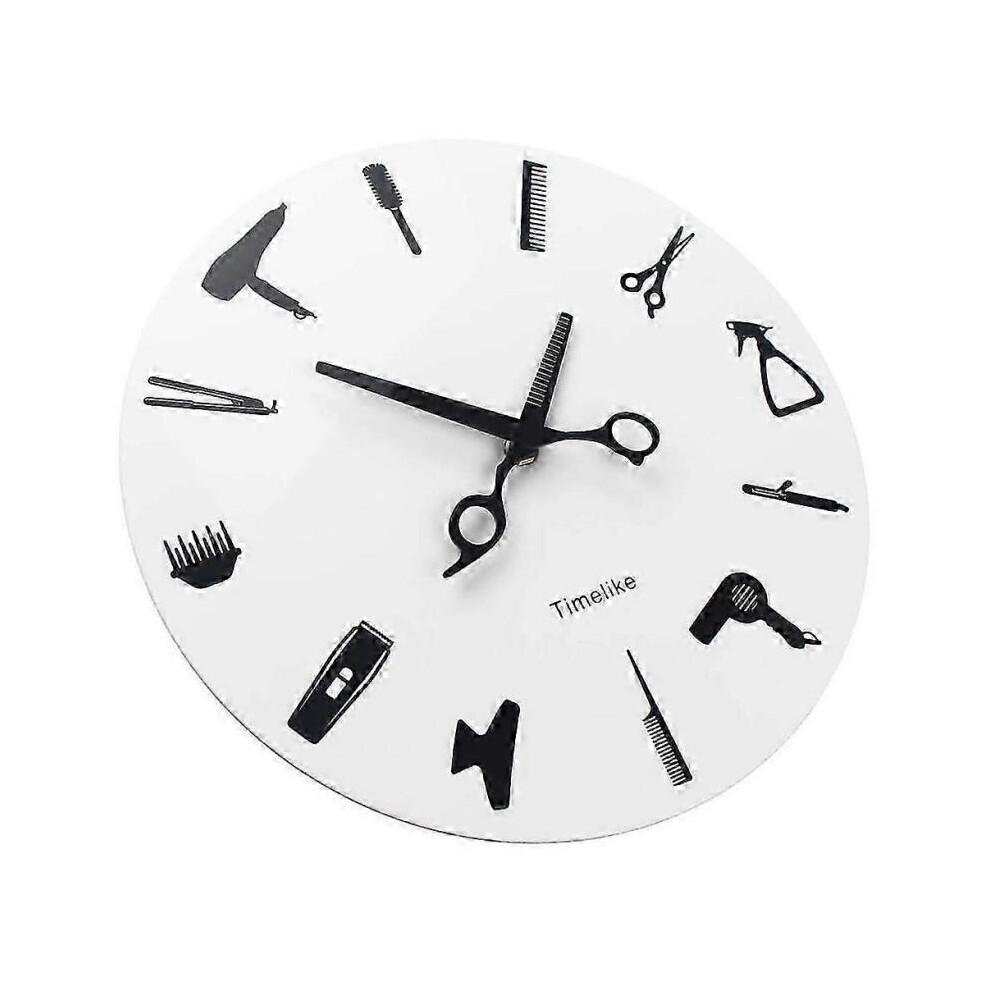 Timelike Barber Stylist Tools Wall Clock Modern 3D Quartz Non Ticking Beauty Hair Salon Clocks Watch for Home Decor Gift DS