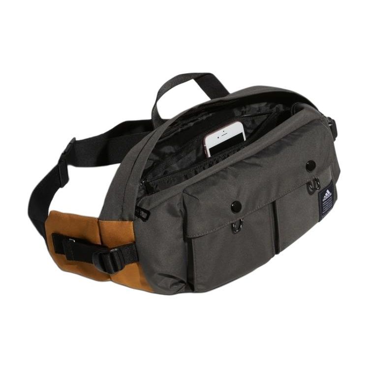 Adidas Logo Double Pocket Functional Codura Fabric Polyester Chest Bag Crossbody Bag Waist Bag Regular Men bags Dark-Olive-Green HE2691