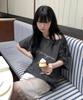 Seuteulaipeumagalin Lettering Pigment Off-Shoulder Vintage T-Shirt Charcoal