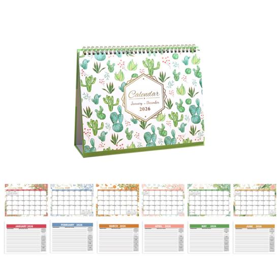 2026 Desk Calendar Standing Flip Desktop Calendar with Twin-Wire Binding Jan 2026 - Dec 2026 12 Monthly Planner for Home Office School