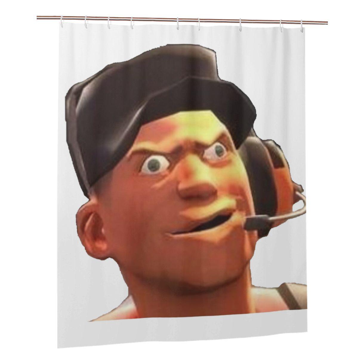 

Team Fortress Scout Gmod Face Funny Meme Shower Curtain Bathroom Polyester Waterproof Bath Curtains With Hooks W60H190(CM)-1 Pcs