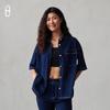 Women's Loose Fit Denim Short Sleeve Shirt