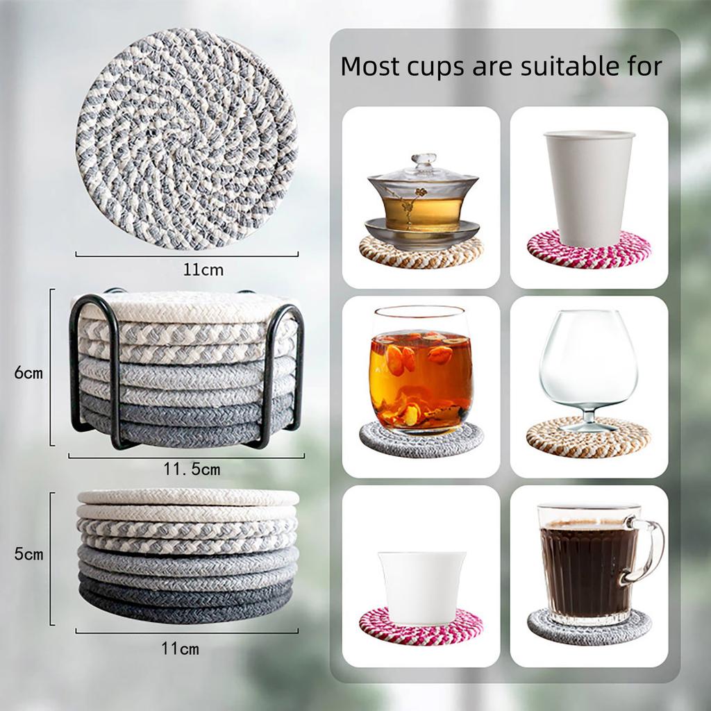8 Sters For Drinks Coffee Table Absorbent Antiskid Mat Boho Living Room Decor Table Mat Elegant Round Shape Pad Easy To Clean