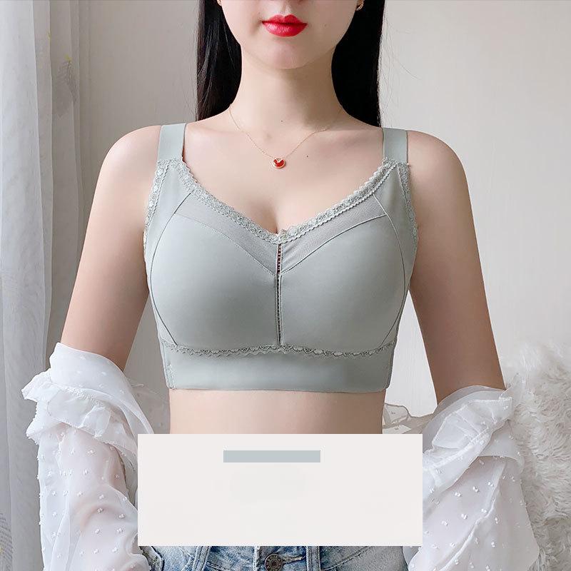 Lady Plus Size Lace Full Cup No Underwire Thin Breathable Large Breasts Show Small Sports Adjusted Bra