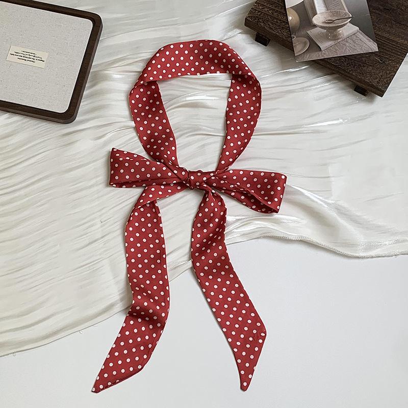 

silk scarf, high-end sense of wind and waves, thin and narrow small tie, hair tie, streamer belt, bag wrap, headscarf, hair accessories.