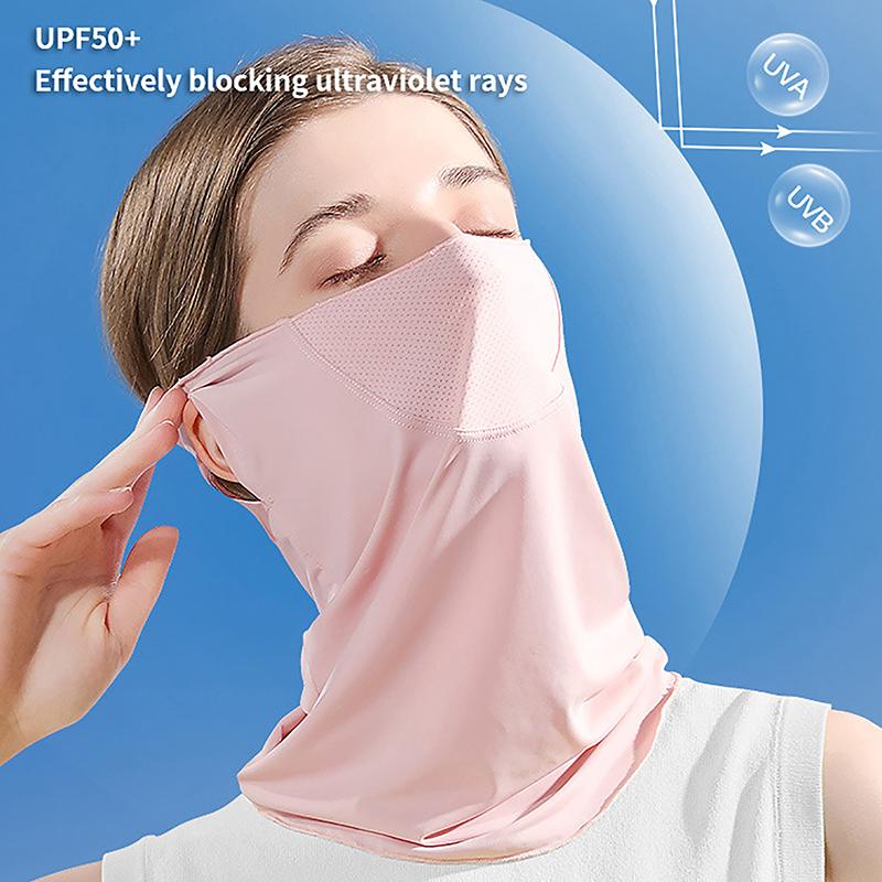 Ice Silk Sunscreen Mask Women Summer Anti-Uv Quick-Drying Face Cover Scarf Breathable Lady Neck Protection Hanging Ear Headband