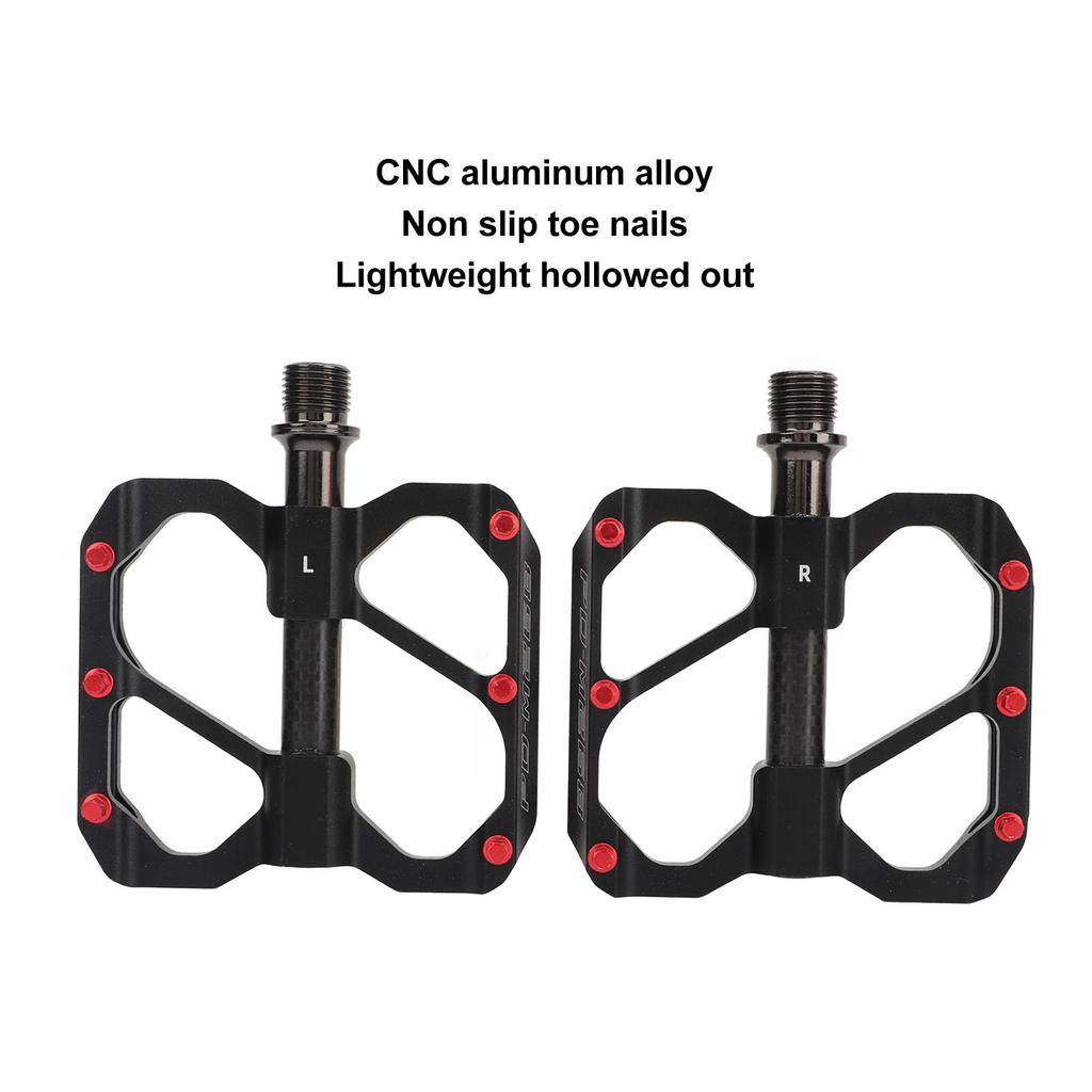 2PCS Road Bike Pedals Aluminum Alloy Anti Slip Lightweight Flat Platform Pedals for Mountain Bike Black