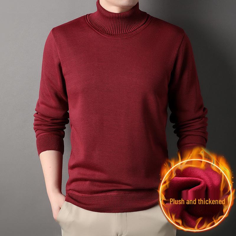 Spring/Autumn Men s Slim Fit Solid Color Half High Collar Sweater M