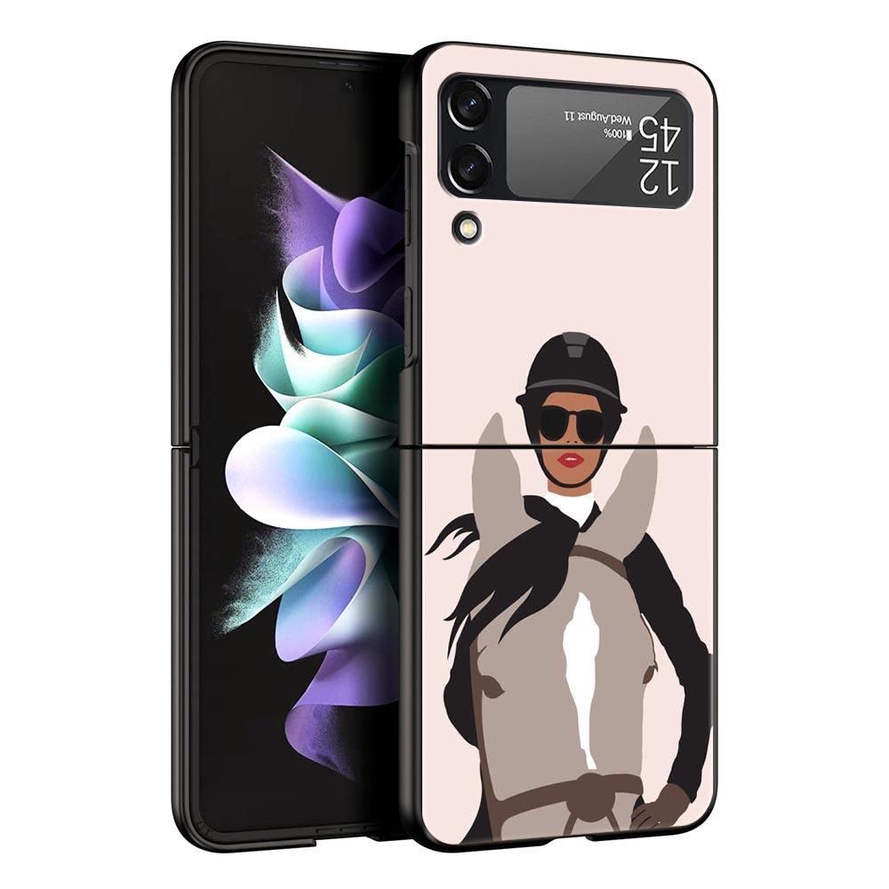 Galloping Horse Girl Drawing Case for Samsung Z Flip 3 4 5 Folding Mobile Shell For Samsung Z Flip3 Flip4 Flip5 PC Hard Cover