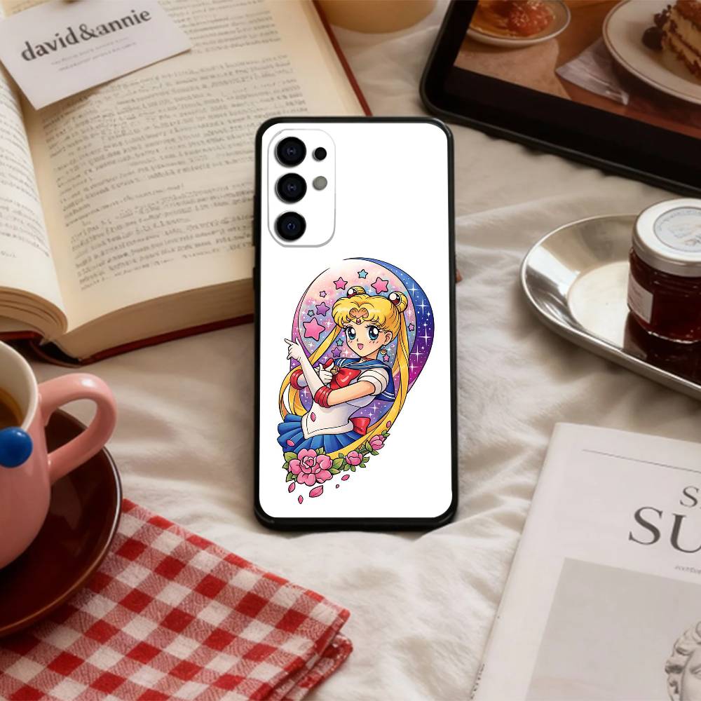 CUTE Cartoon S-Sailor M-Moons    Phone Case For Samsung S 25,24,23,22,30,21,10,9,Ultra,Plus,Lite,FE,4,5 G Soft Black Case