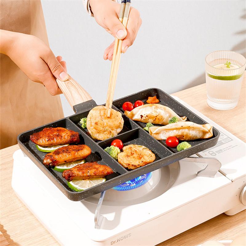 4 In 1 Durable Aluminum Frying Pans Household Non-Stick Saucepan Breakfast Pan Steak Skillet Cooking Pots Kitchen Utensils