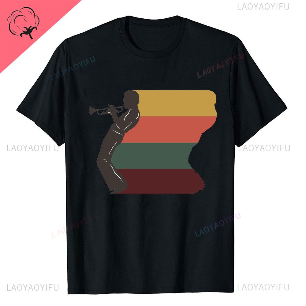 Retro Miles Davis Trumpet T Shirts Casual Tee Shirt Blue Music Gift Short Sleeve Oneck Novelty Funny Printed Classical TShirt