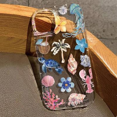 Handyhülle für IPhone 16 15 14 13 12 11 XS X XR 7 8 15 16 Plus Pro Max 16e SE3 Ozeanleben Thema Transparent Stoßfestes Cover