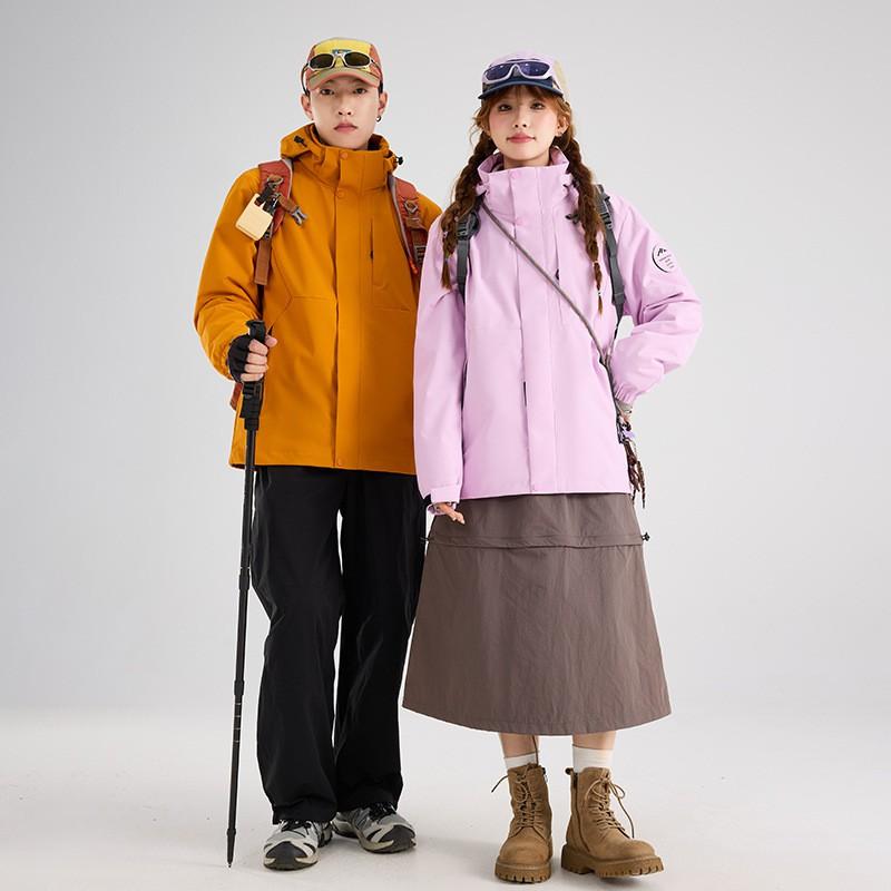 Men Women 3-in-1 Waterproof Windproof Hiking Jacket With Removable Down Liner Outdoor Trekking Camping Winter