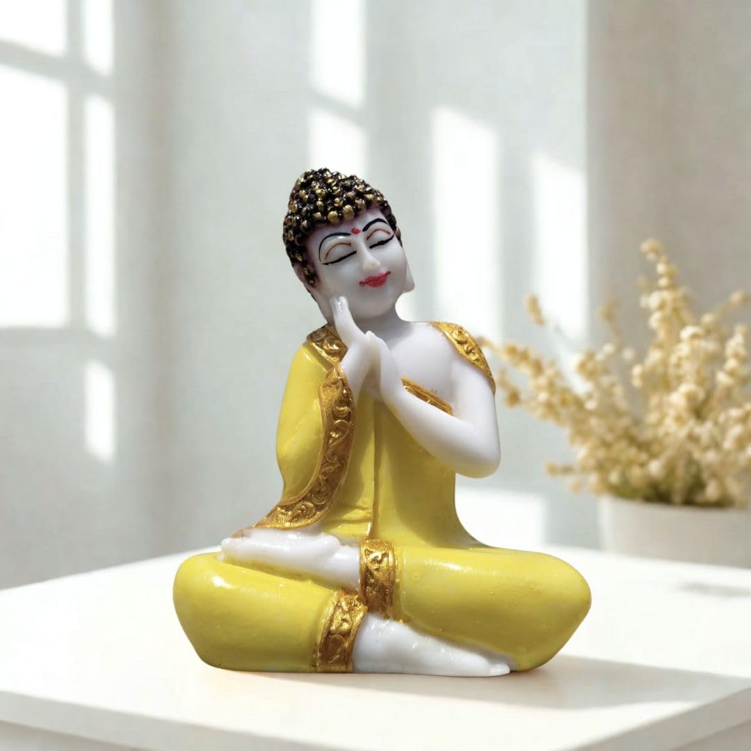 

Buddha Idol Statue Showpiece for Home & Office Decor | Thai Buddha Showpiece Sculpture Hindu Gift Handcrafted Onesize жовтий