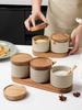 Ceramic Seasoning Jar Set Seasoning Box Kitchen Large Capacity Seasoning Storage Jar Restaurant Household Salt and Sugar Jar Set
