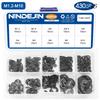NINDEJIN 430 Stück E-Clip Sortiments-Set M1.2-M10 Edelstahl Kohlenstoffstahl Sprengring Unterlegscheibe E-förmiger Außen-Sicherungsring
