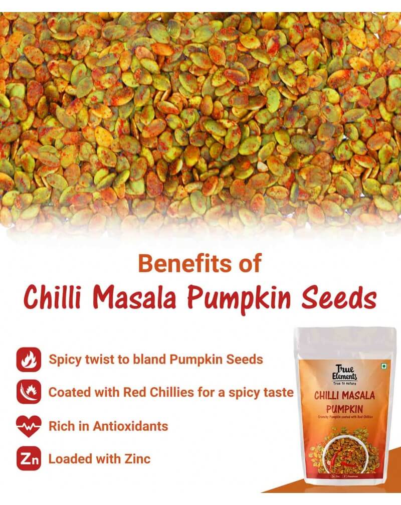 Pumpkin Seeds with Chili and Masala (125 G), Chilli Masala Pumpkin, True Elements