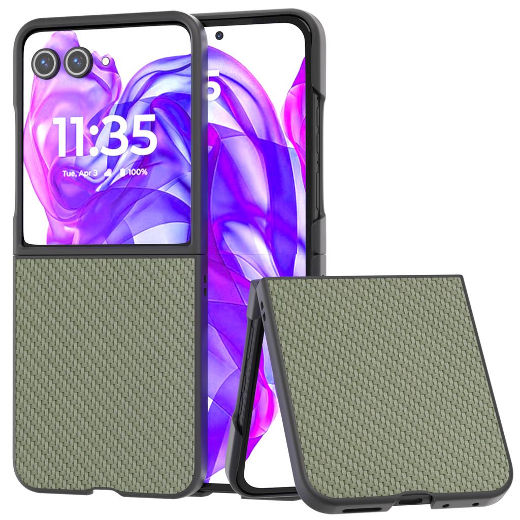 For Motorola Razr 50 Ultra 5G Phone Case Carbon Fiber Texture PU+PC Cover