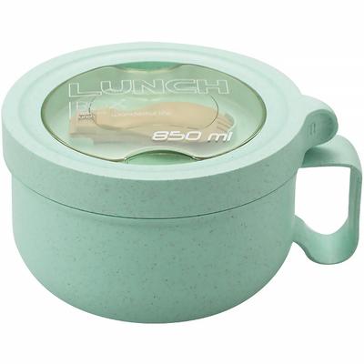 850ml/29oz Mikrowellen-Suppenschüssel mit Deckel und Griff Lebensmittelgeeigneter Kunststoff Nudelschüssel mit Löffel Auslaufsicher Tragbarer Frühstücksbecher