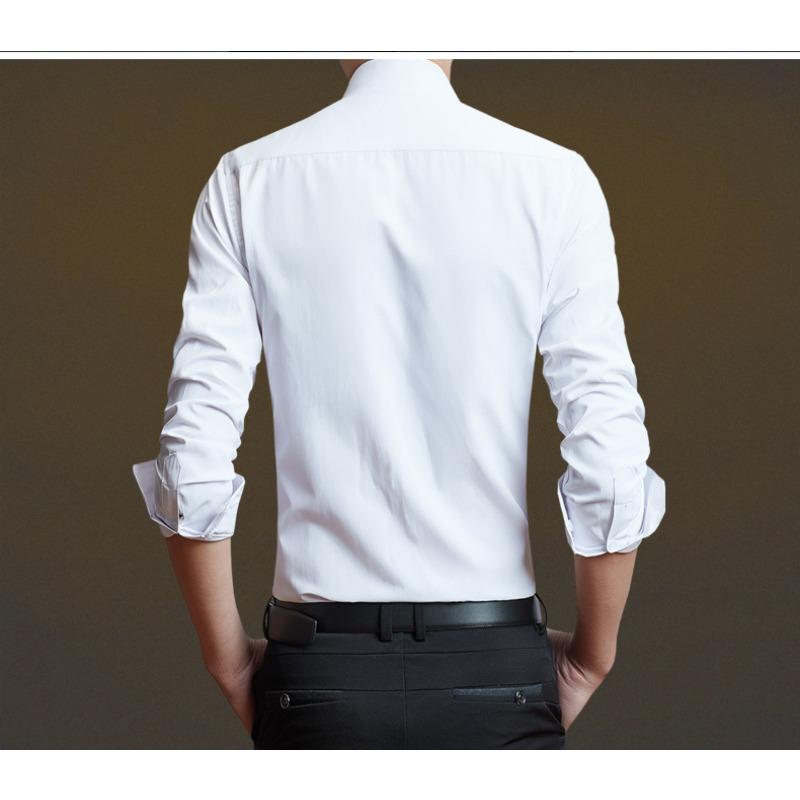 Pánská business casual košile s dlouhým rukávem, úzký střih, jednobarevná, formální