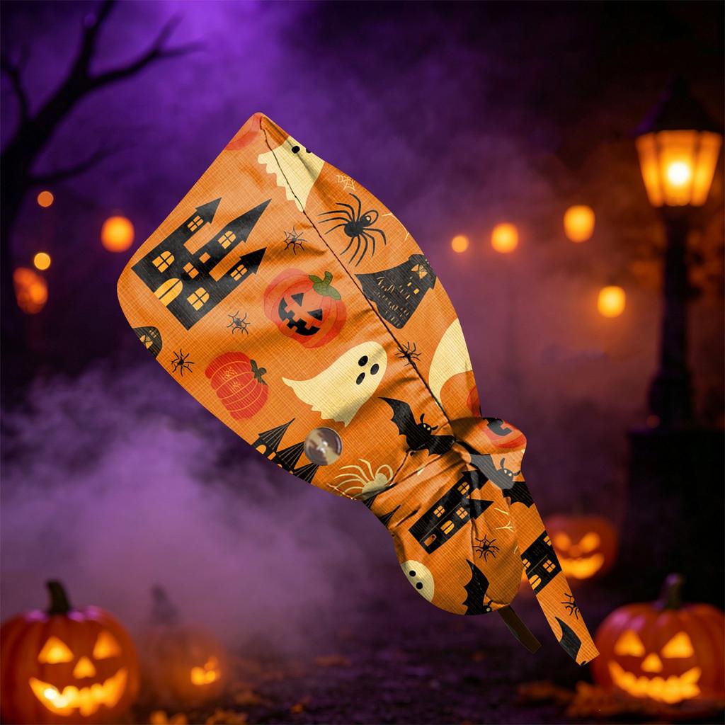 Women's Casual Halloween Printed Work for Ponytail, Shower and Hair Wrap