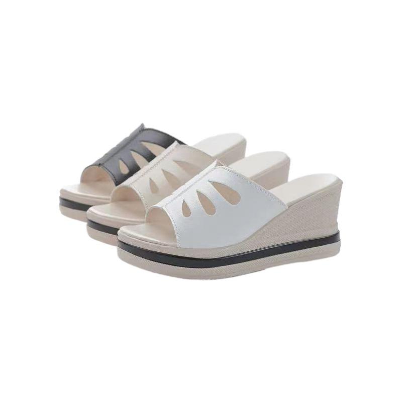 Fashion Shoes for Women Summer Fashion Platform Wedges Comfortable Slip On Slippers Casual Beach Shoes PU Non-slip Sandalias De Mujer