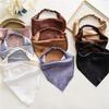 Summer Women Solid Hair Scarf Vintage Triangle Bandanas Satin Elastic Hairbands Children Girl Headbands Hair Accessories